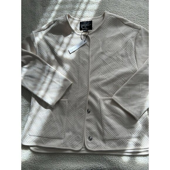 Sanctuary Anthropology Textured Knit Snap Close Shacket Jacket Cream Size S - Picture 7 of 14
